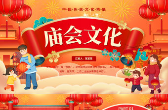 2024新春廟會文化PPT國潮精美中國傳統文化介紹課件