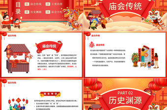 2024新春廟會文化PPT國潮精美中國傳統文化介紹課件