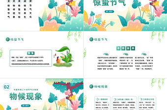 2023二十四節(jié)氣驚蟄PPT綠色清新插畫風(fēng)二十四節(jié)氣之驚蟄知識(shí)介紹課件模板