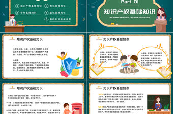 2023知識產(chǎn)權(quán)進(jìn)校園PPT卡通插畫風(fēng)小學(xué)生知識產(chǎn)權(quán)日教育主題班會講座課件模板