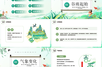 2023谷雨節(jié)氣介紹PPT插畫中國(guó)風(fēng)二十四節(jié)氣之谷雨主題班會(huì)課件模板下載