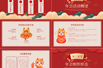 2024精美國風龍年年終總結(jié)暨新年計劃PPT模板