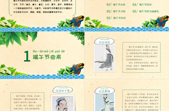 2024年端午節(jié)PPT綠色精美漢族傳統(tǒng)節(jié)日來源介紹課件模板