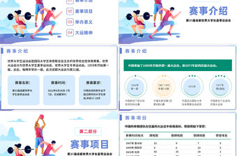2023年第31屆成都大運會介紹宣傳扁平風弘揚運動精神PPT