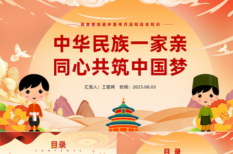 2023中華民族一家親同心共筑中國夢PPT黨政風民族團結進步宣傳月應知應會知識課件模板下載