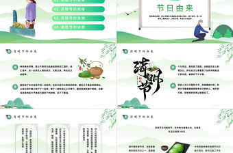 2023清明節節日介紹PPT綠色中國風清明節節日介紹專題課件模板