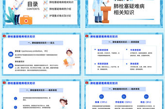2023肺栓塞疑難病例討論PPT簡約插畫風肺栓塞疑難病例介紹護理重點難點及討論相關(guān)知識課件模板下載