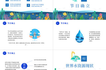 2022世界水日PPT卡通風喚起公眾的節(jié)水意識加強水資源保護主題課件模板