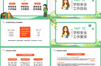 2022學校秋季安全工作會議PPT卡通風中小學生新學期秋季開學校園安全工作會議內容匯報課件模板