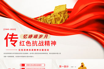 紅色抗戰(zhàn)精神PPT紅色黨政風(fēng)紅色經(jīng)典抗戰(zhàn)精神主題活動課件模板