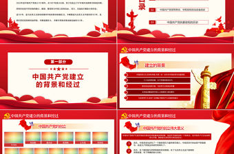 崢嶸百年光輝歷程PPT紅色大氣風熱烈慶祝中國共產黨成立101周年七一建黨節(jié)黨史教育專題黨課課件模板