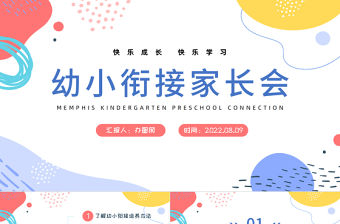 2022幼小銜接家長會PPT簡潔卡通風快樂成長快樂學(xué)習家長會主題班會課件模板