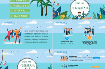 2022我們十八啦成人禮PPT卡通風成人禮介紹主題班會課件模板