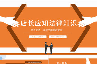 2022店長應知法律知識PPT簡約卡通店長應知法律知識培訓課件模板