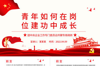 青年如何在崗位建功中成長PPT精美實用團中央企業工作專門委員會開展專項調研團課課件