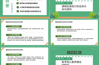 2022《義務(wù)教育教學(xué)新課程標(biāo)準(zhǔn)》的變化與解讀PPT綠色卡通風(fēng)小學(xué)數(shù)學(xué)課程的變化課件模板