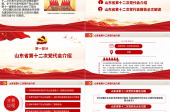 紅色黨建風(fēng)中國(guó)共產(chǎn)黨山東省第十二次代表大會(huì)專(zhuān)題黨課PPT課件模板