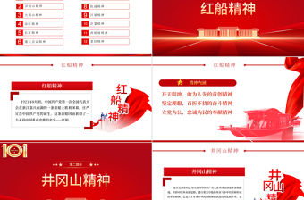 弘揚革命精神牢記使命擔當PPT紅色黨政風慶祝中國共產黨成立101周年專題黨史學習教育黨課課件模板