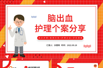 2022腦出血的護理個案分享PPT簡約風腦出血護理個案分享課件模板