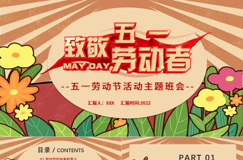 2022致敬勞動(dòng)者PPT紅色復(fù)古風(fēng)五一勞動(dòng)節(jié)活動(dòng)主題八會(huì)課件模板