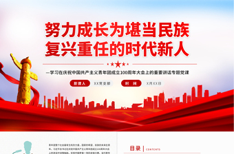 努力成長為堪當(dāng)民族復(fù)興重任的時代新人PPT學(xué)習(xí)在慶祝中國共產(chǎn)主義青年團(tuán)成立100周年大會上的重要講話