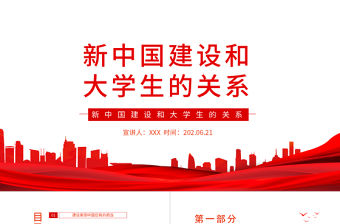 紅色黨政風新中國建設和大學生的關系PPT專題黨課課件模板