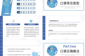 2022口罩佩戴知識PPT簡約風口罩佩戴知識使用方法科普宣傳課件模板