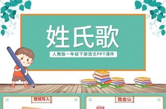 2022姓氏歌PPT卡通風(fēng)識(shí)字第2課小學(xué)一年級(jí)語(yǔ)文下冊(cè)人教版教學(xué)課件