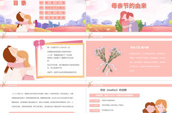 粉色溫馨卡通母親節活動主題介紹班會PPT