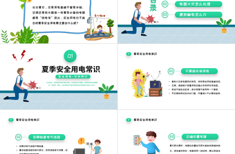 2022夏季用電安全PPT清新卡通風(fēng)用電安全教育宣傳主題班會(huì)課件模板下載