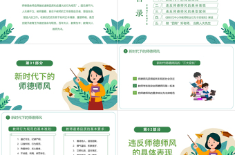2022師德師風(fēng)警示教育PPT清新風(fēng)中小學(xué)教室以德育德教育課件模板