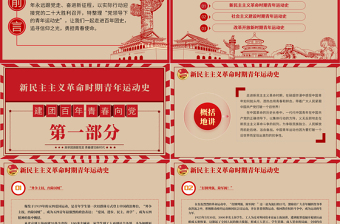 中國(guó)青年運(yùn)動(dòng)史PPT紅色復(fù)古風(fēng)建團(tuán)百年青春向黨弘揚(yáng)五四精神揮灑熱血青春專題團(tuán)課