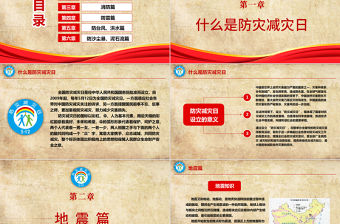 2021全國防災減災日PPT512安全應急知識宣傳教育PPT模板