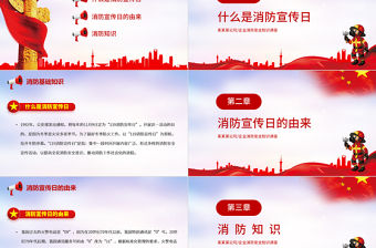 全國消防安全日PPT黨政風119普及消防知識消除火災隱患共建平安社區宣教課件