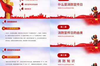 全國消防安全日PPT黨政風119普及消防知識消除火災隱患共建平安社區(qū)宣教課件