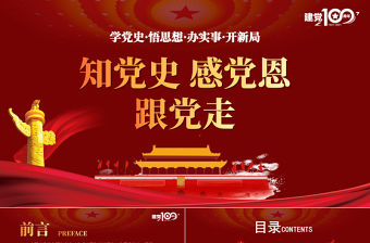 紅色簡約黨政知黨史感黨恩跟黨走慶祝建黨百年黨課PPT