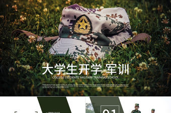 新生大學生開學軍訓開訓儀式動態PPT模板