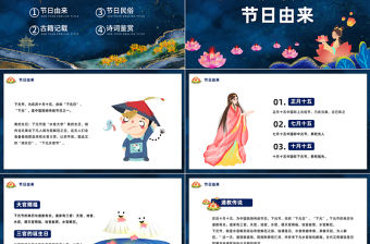 2022和燈祭思PPT中國風下元節祭奠先祖緬懷先人主題課件模板