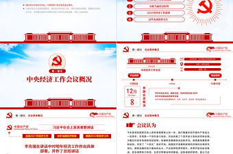 中央經濟工作會議精神PPT藍色大氣2022年中國經濟工作重點內容解讀黨課課件下載