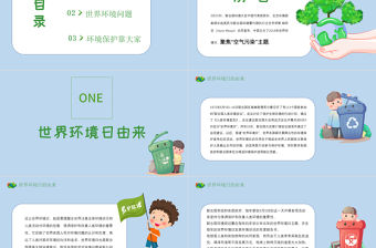 2021世界地球日藍色簡約卡通環保地球低碳綠色生活PPT