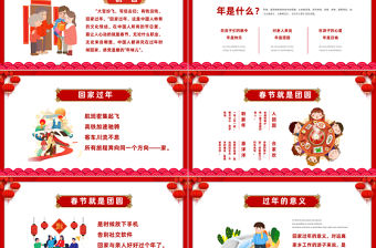 2023回家過年PPT紅色中國風兔年春節回家過年回家才是團圓年課件模板