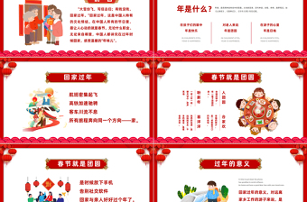 2023回家過年P(guān)PT紅色中國風(fēng)兔年春節(jié)回家過年回家才是團(tuán)圓年課件模板
