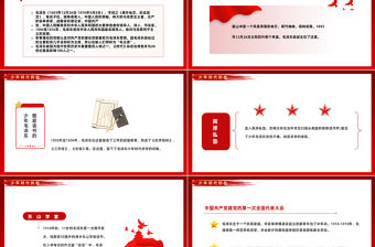 2022毛澤東129周年誕辰PPT紅色復古黨政風毛澤東誕辰129周年課件模板