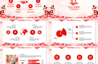 2018紅色喜慶中國風年終總結PPT模板