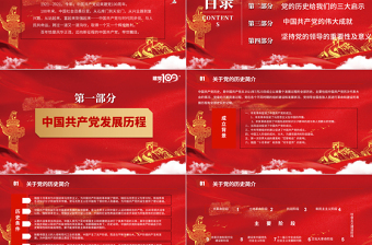 紅色大氣中國共產(chǎn)黨的百年輝煌PPT
