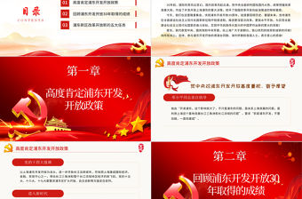 紅色簡約黨政風(fēng)學(xué)習(xí)習(xí)總書記浦東開發(fā)開放三十周年大會上講話ppt