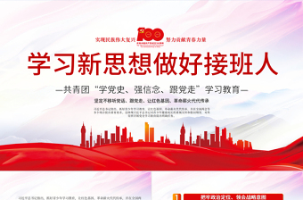 2021學(xué)習(xí)新思想做好接班人PPT共青團“學(xué)黨史強信念跟黨走”學(xué)習(xí)教育黨課課件模板