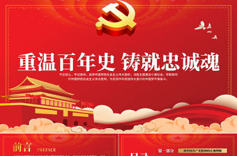 紅的簡約大氣重溫百年史鑄就忠誠魂慶祝共產黨成立一百周年PPT