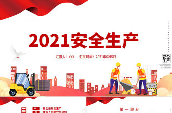 2021安全生產紅色卡通風格PPT模板