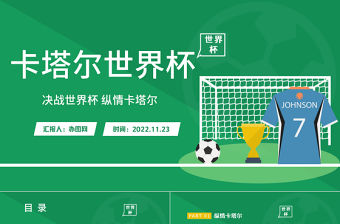 2022卡塔爾世界杯知識PPT藍色簡約風卡塔爾世界杯介紹課件模板下載